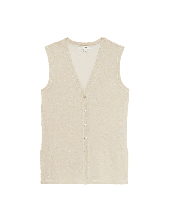 Metallic V-Neck Knitted Waistcoat