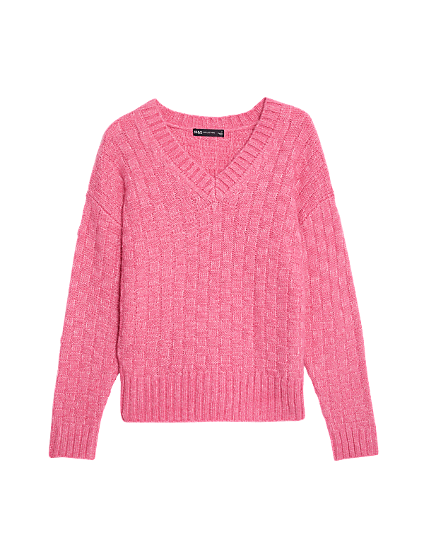 Recycled Blend Textured V-Neck Jumper