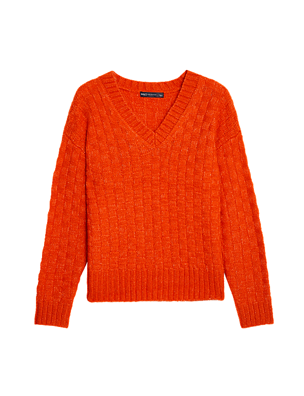 Recycled Blend Textured V-Neck Jumper