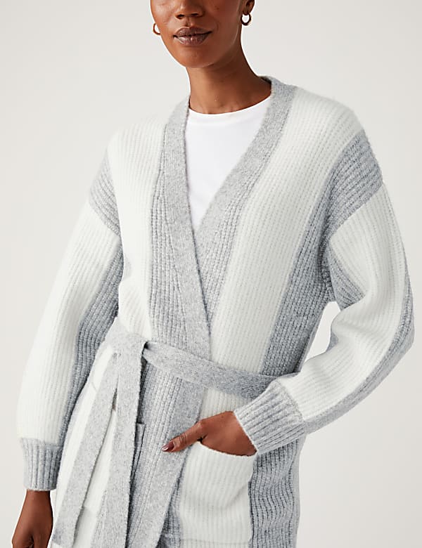 Recycled Blend Striped V-Neck Cardigan