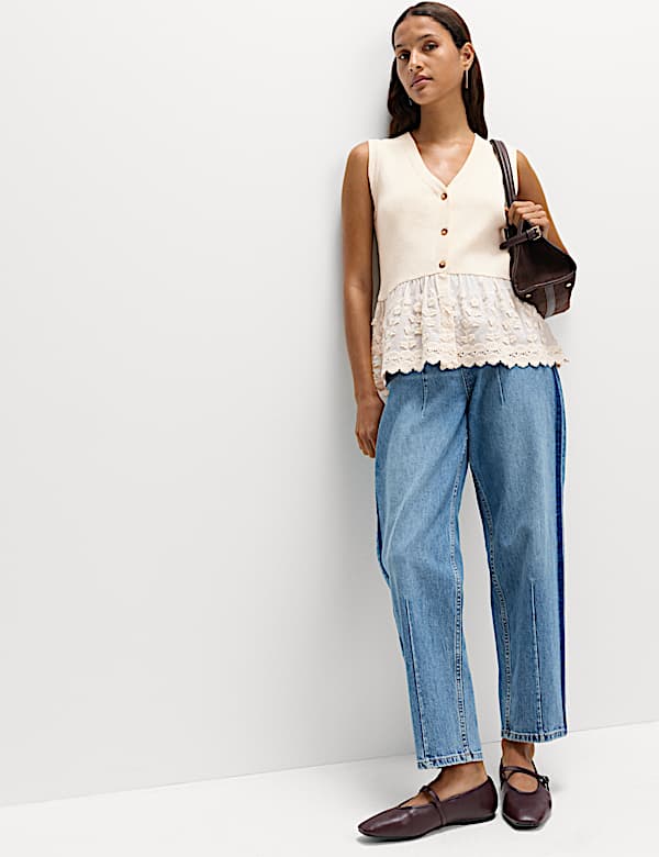 Cotton Blend Broderie Waistcoat - CA