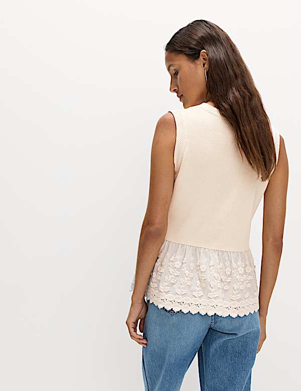 Cotton Blend Broderie Waistcoat - CA