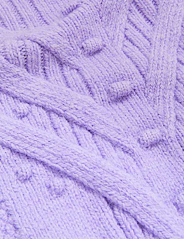 Textured Cable Knit Funnel Neck Jumper