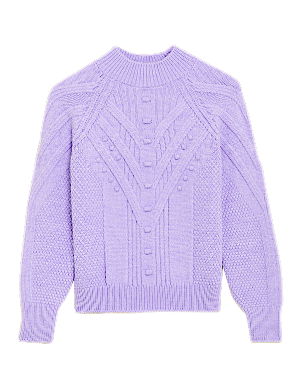 Textured Cable Knit Funnel Neck Jumper