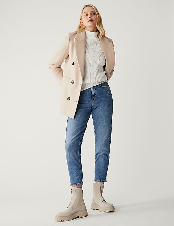 Textured Cable Knit Funnel Neck Jumper