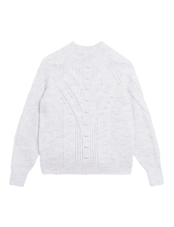 Textured Cable Knit Funnel Neck Jumper
