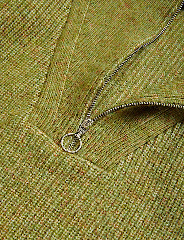 Ribbed Funnel Neck Relaxed Knitted Vest