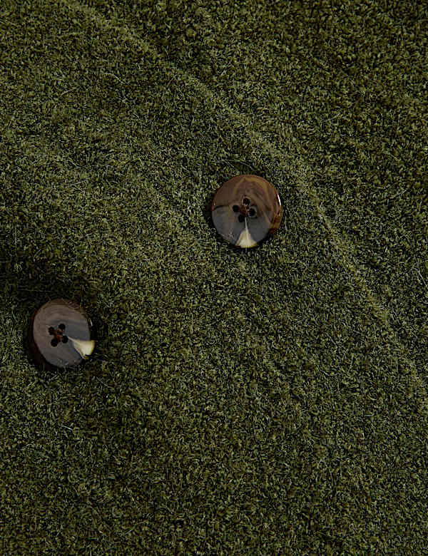 Bouclé V-Neck Button Front Cardigan with Wool - US