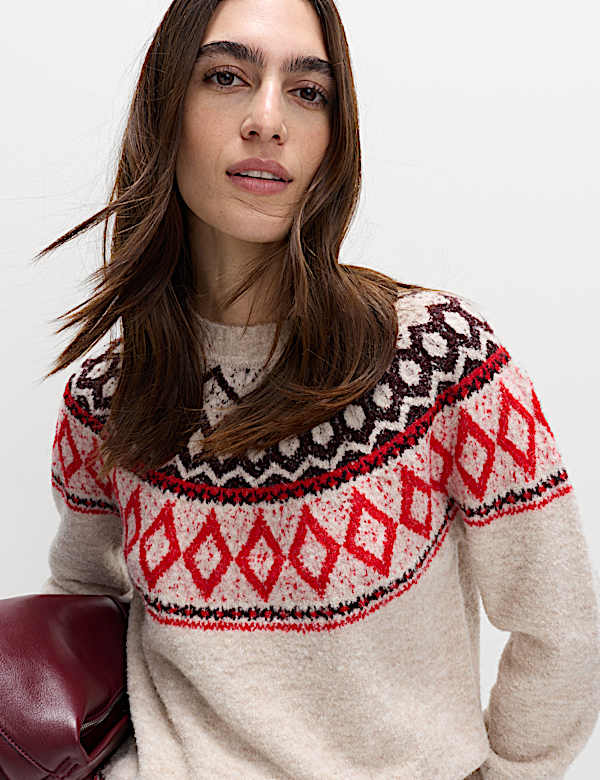Boucle Fair Isle Relaxed Jumper With Wool - EE