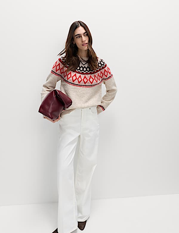 Boucle Fair Isle Relaxed Jumper With Wool - CY