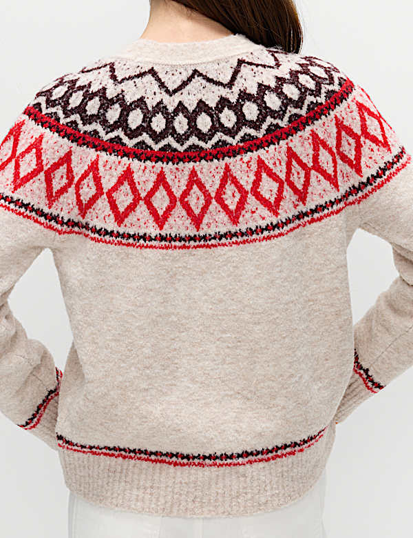 Boucle Fair Isle Relaxed Jumper With Wool - CY