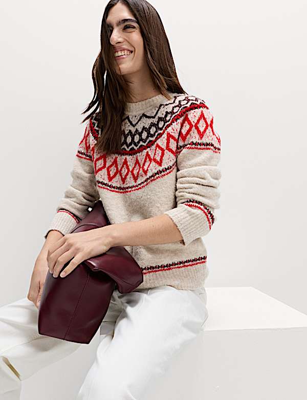 Boucle Fair Isle Relaxed Jumper With Wool - CY