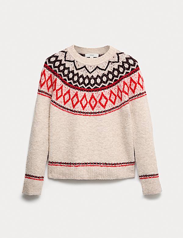 Boucle Fair Isle Relaxed Jumper With Wool - CY