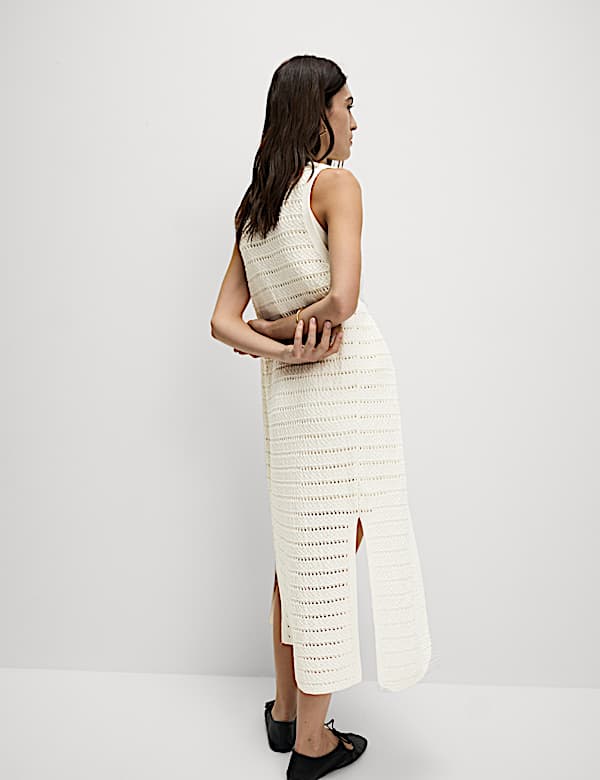 Open Stitch V-Neck Knitted Waistcoat - FI