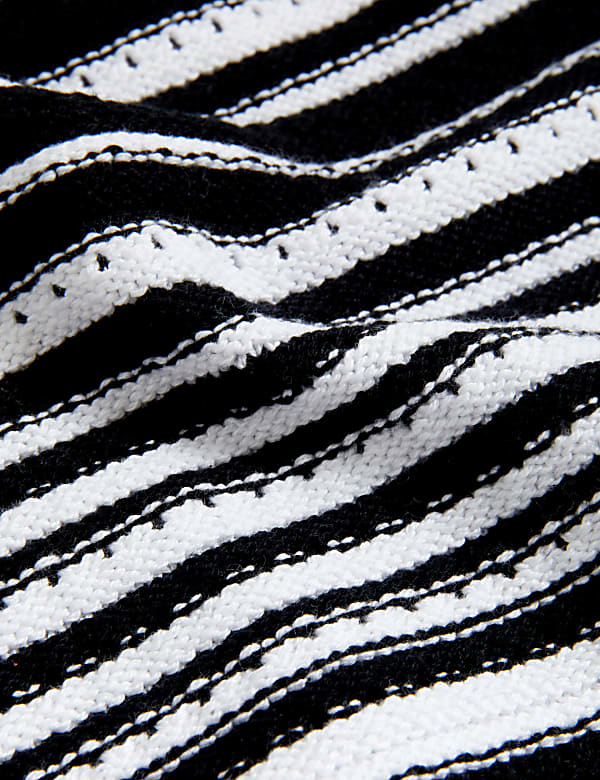 Cotton Rich Striped Crew Neck Knitted Top