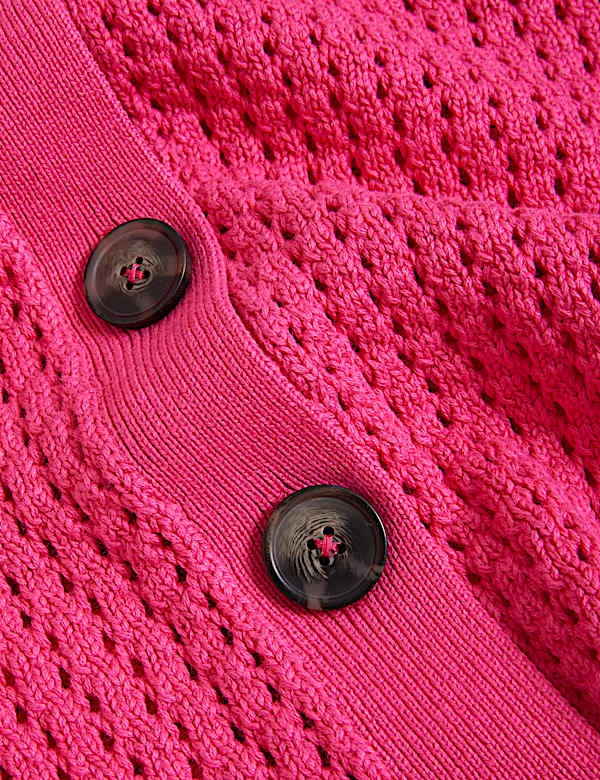 Cotton Rich Textured Collared Cardigan