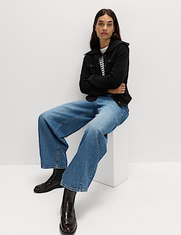 Boucle Collared Knitted Jacket with Wool - IT