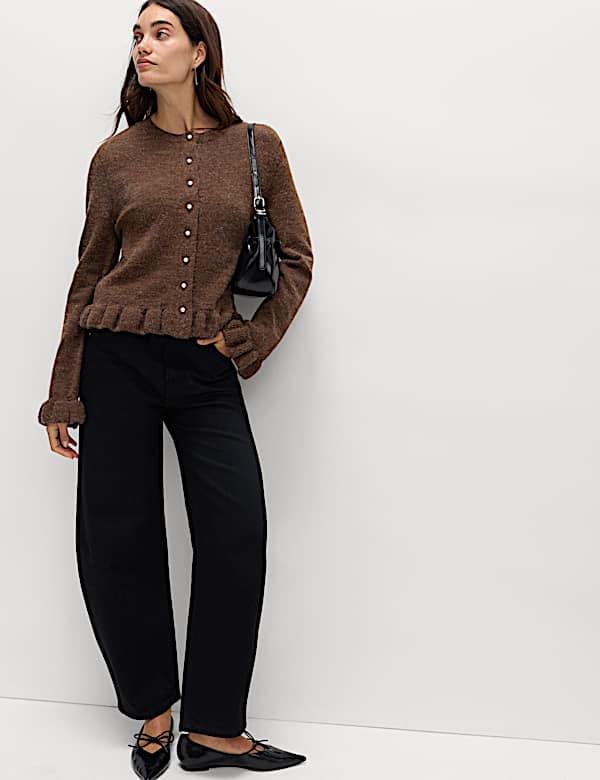 Textured Frill Detail Cardigan with Wool - NL