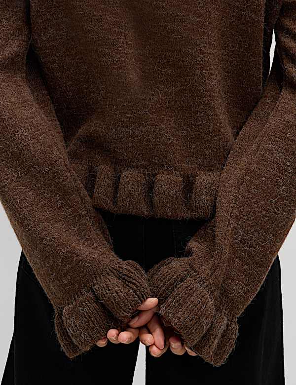 Textured Frill Detail Cardigan with Wool - NL