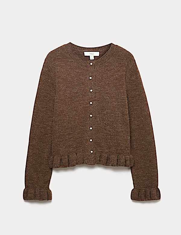Textured Frill Detail Cardigan with Wool - NL