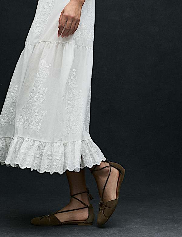 שמלת מידקסי סרוגה מתערובת כותנה עם מלמלה - IL