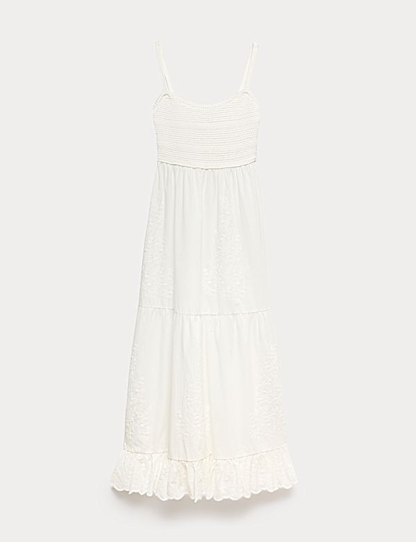 שמלת מידקסי סרוגה מתערובת כותנה עם מלמלה - IL