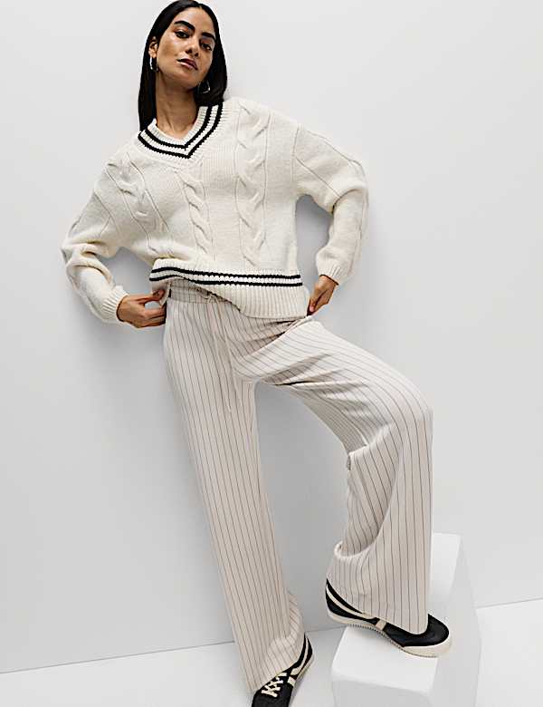 Tipped Cable Knit Jumper with Wool - RO