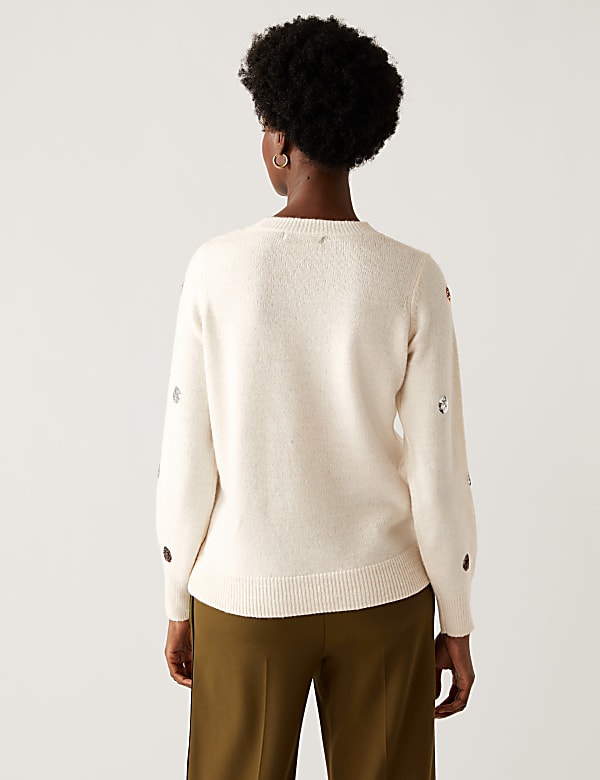 Sequin Polka Dot Crew Neck Relaxed Jumper