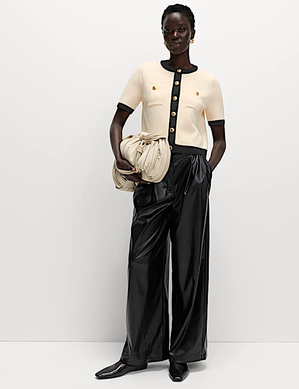 Tipped Detail Cropped Cardigan - US