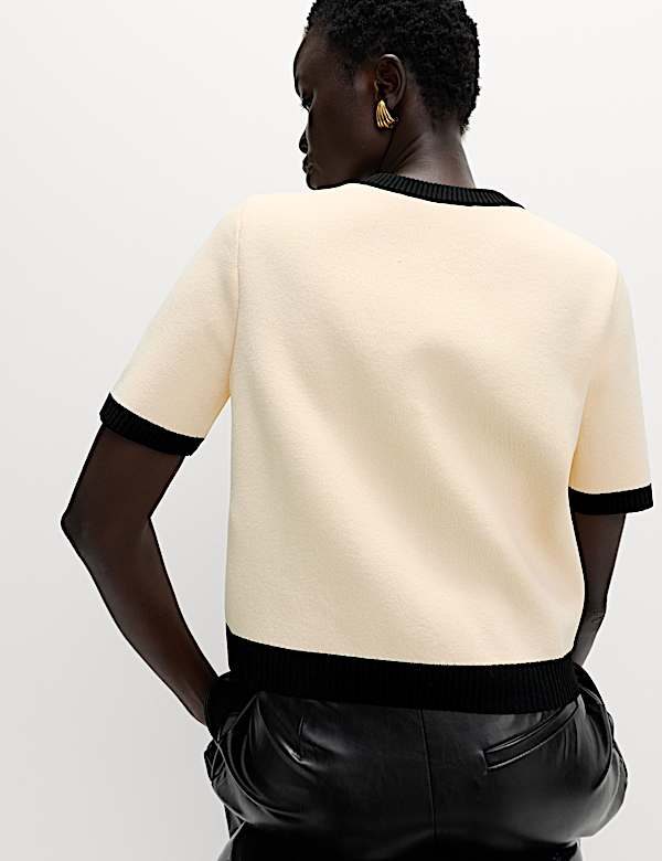 Tipped Detail Cropped Cardigan - US