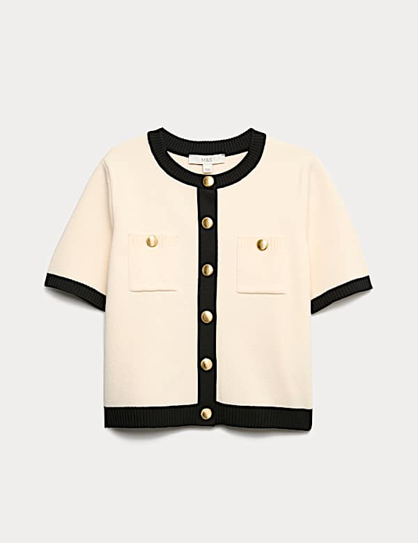 Tipped Detail Cropped Cardigan - US