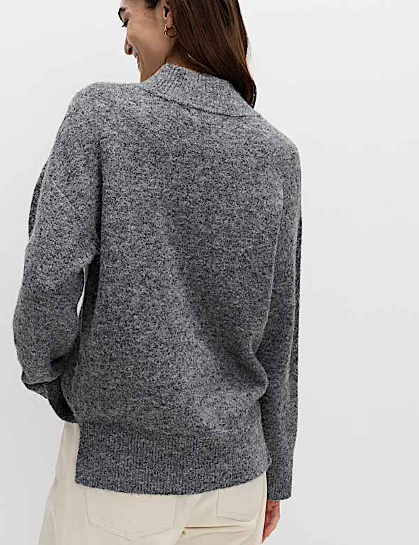 Funnel Neck Relaxed Jumper With Wool - JP