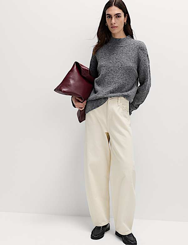 Funnel Neck Relaxed Jumper With Wool - JP