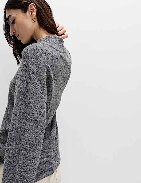 Funnel Neck Relaxed Jumper With Wool - JP