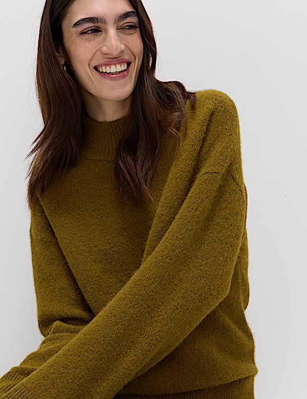 Funnel Neck Relaxed Jumper With Wool - US