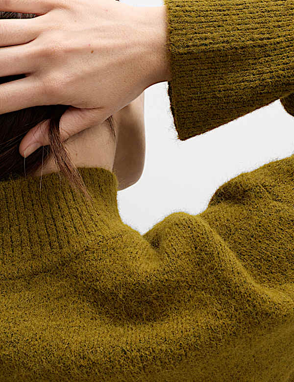 Funnel Neck Relaxed Jumper With Wool - US