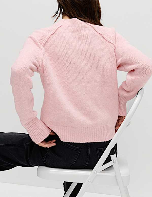 Textured Crew Neck Jumper with Wool - RS