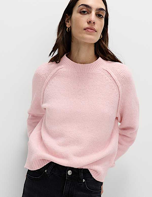 Textured Crew Neck Jumper with Wool - RS