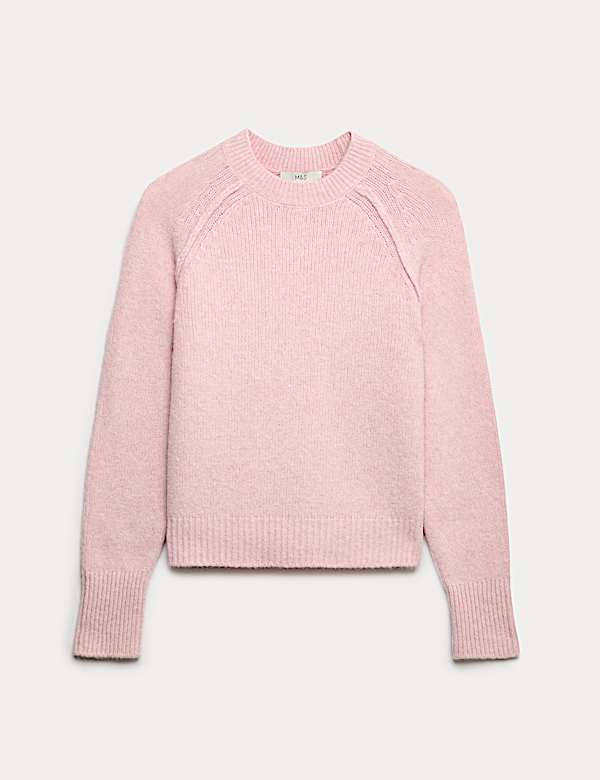 Textured Crew Neck Jumper with Wool - RS