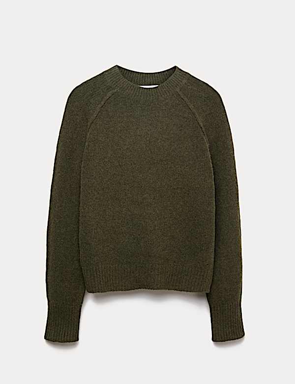 Pullover mit Rundhalsausschnitt, Strukturmuster und Wollanteil - AT