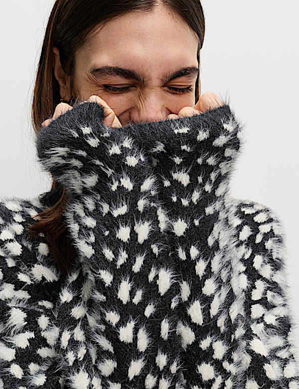 Animal Print Crew Neck Relaxed Jumper - MX