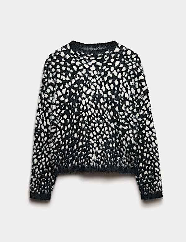 Animal Print Crew Neck Relaxed Jumper - MX