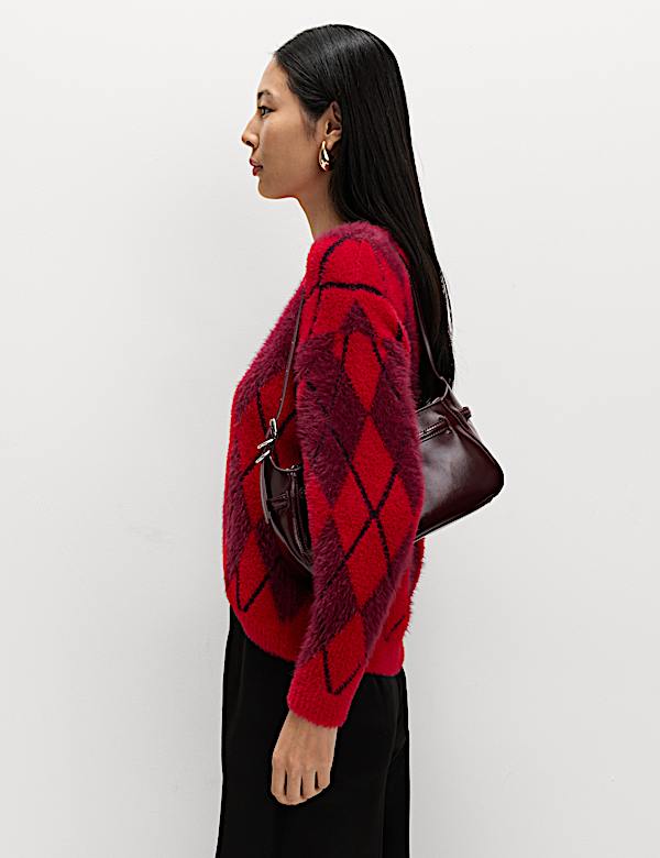 Pull à rol rond et motif écossais - CA