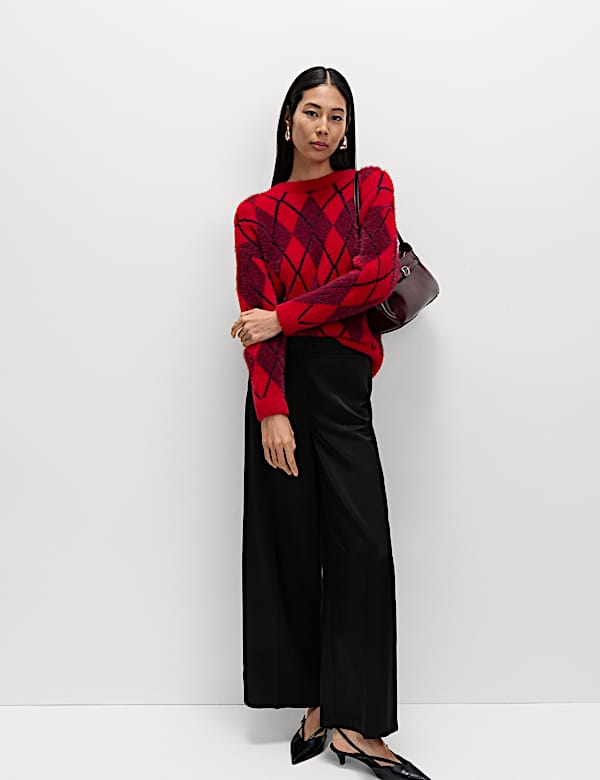 Pull à rol rond et motif écossais - CA