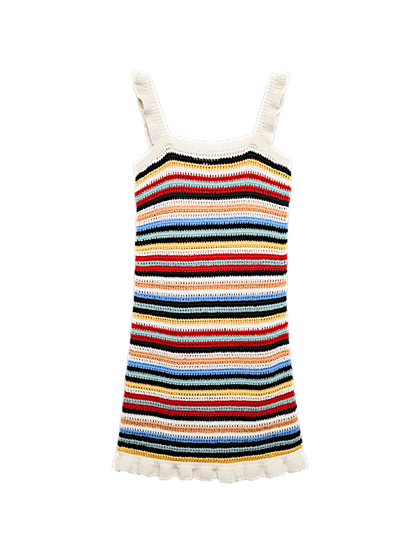 Cotton Rich Striped Knitted Mini Dress