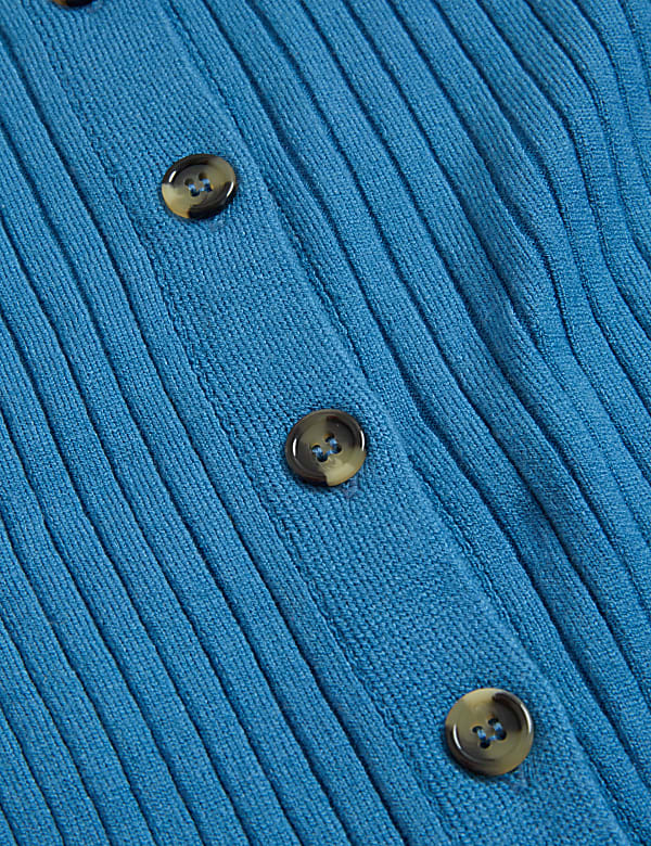 Ribbed Collared Button Through Knitted Top