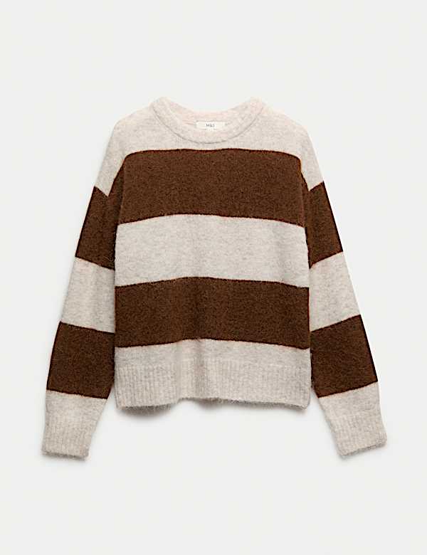 Alpaca Blend Striped Textured Relaxed Jumper - CZ
