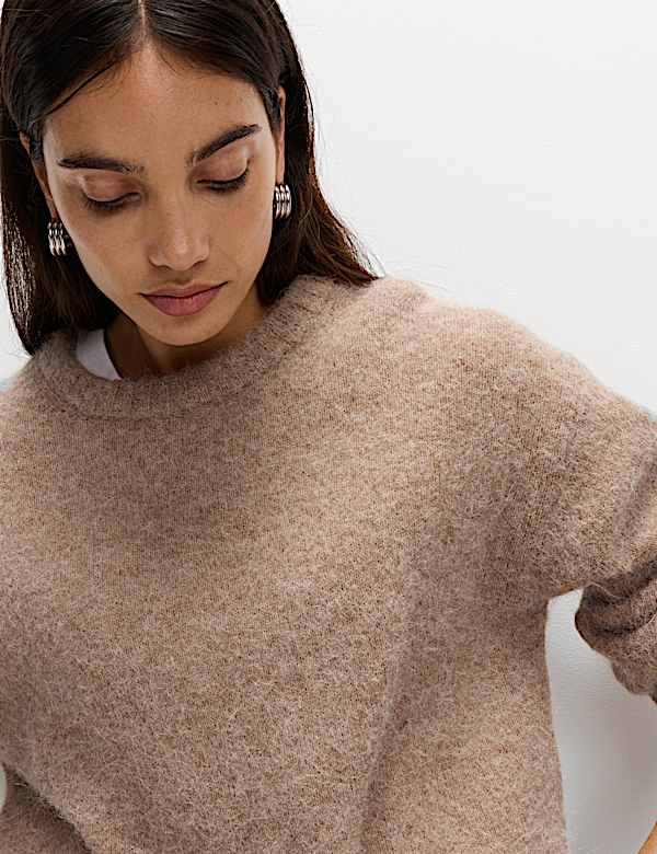 Pull coupe décontractée en alpaga mélangé texturé - FR