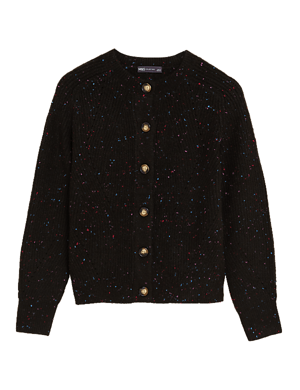 Textured Crew Neck Cardigan