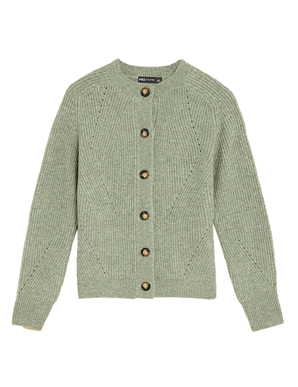 Ribbed Crew Neck Cardigan